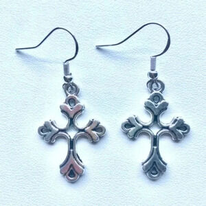 3 for $25/ Ornate Cross 925 Silver Drop Earrings NWT